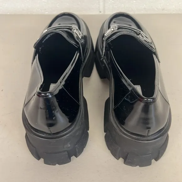 Steve Madden sz8 black loafers chunky buckle Y2K shoes slip on Lando trifecta