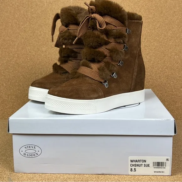 Steve Madden Wharton women's Boots color Chestnut Suede Multiple Sizes