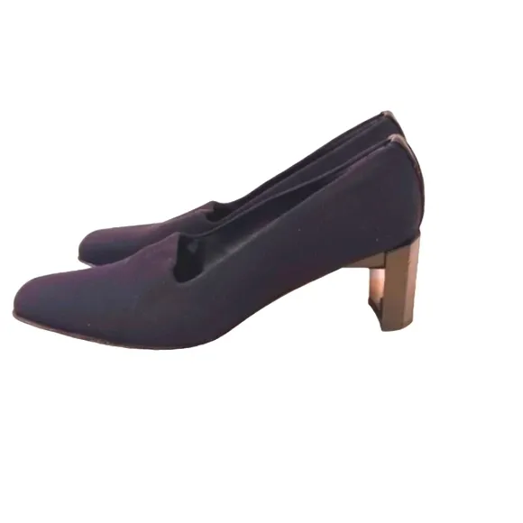Stuart Weitzman Black Pumps Sz 9.5 BLOCK Heel Shoes Career Office Classic