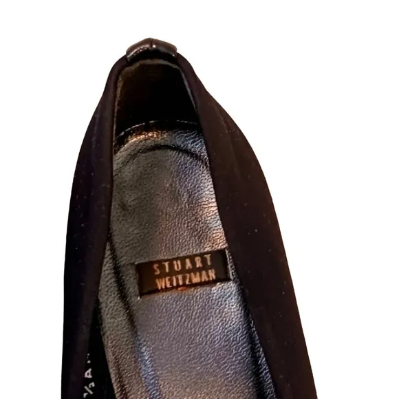 Stuart Weitzman Black Pumps Sz 9.5 BLOCK Heel Shoes Career Office Classic