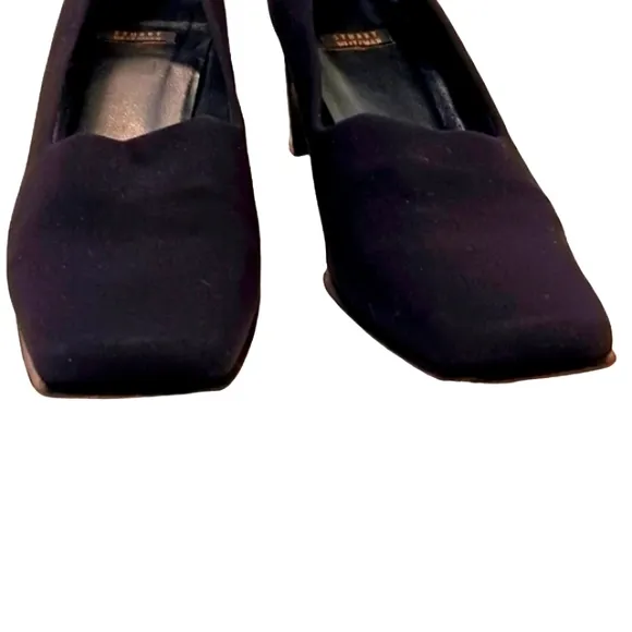 Stuart Weitzman Black Pumps Sz 9.5 BLOCK Heel Shoes Career Office Classic