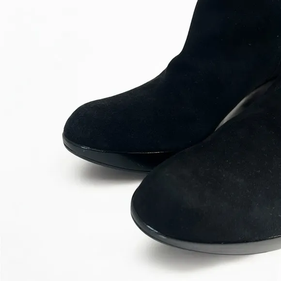 Stuart Weitzman Black Suede Studded Wedge Over-the-Knee Boots 9