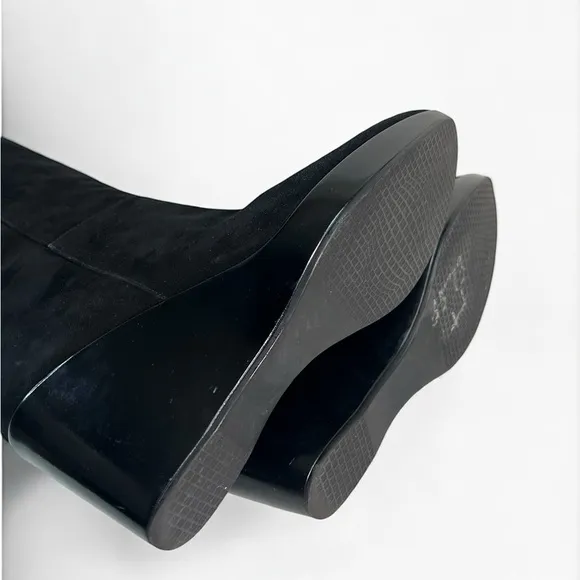Stuart Weitzman Black Suede Studded Wedge Over-the-Knee Boots 9