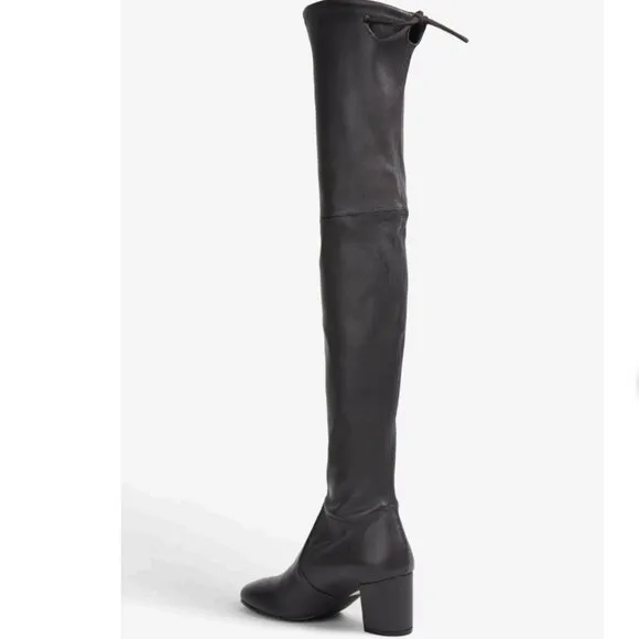 STUART WEITZMAN Genna 60 Leather Thigh Boots Dark Gray Size 7