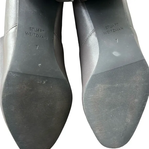 STUART WEITZMAN Genna 60 Leather Thigh Boots Dark Gray Size 7