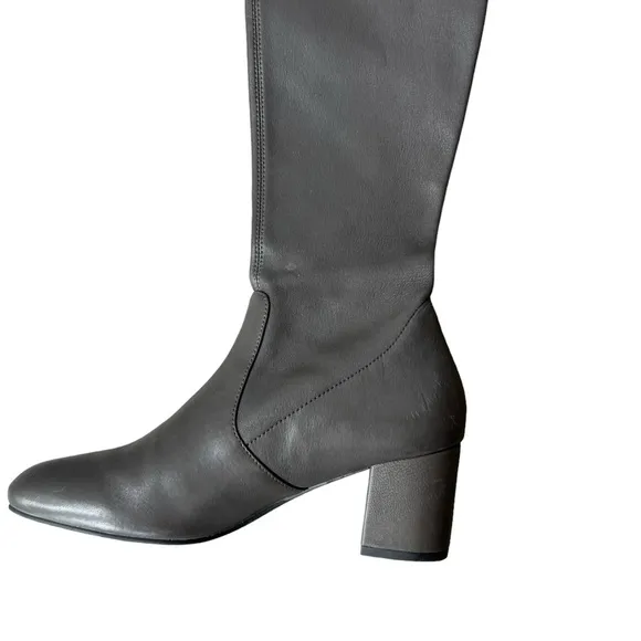 STUART WEITZMAN Genna 60 Leather Thigh Boots Dark Gray Size 7