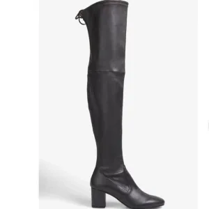 STUART WEITZMAN Genna 60 Leather Thigh Boots Dark Gray Size 7