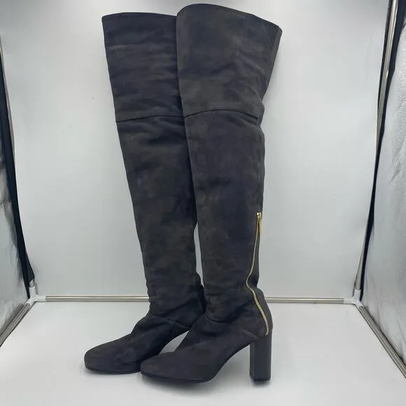 Stuart Weitzman Grey Suede Hardy 90 Over The Knee Thigh High Boots Size 8.5