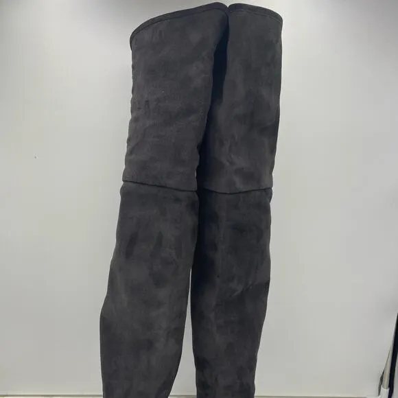 Stuart Weitzman Grey Suede Hardy 90 Over The Knee Thigh High Boots Size 8.5