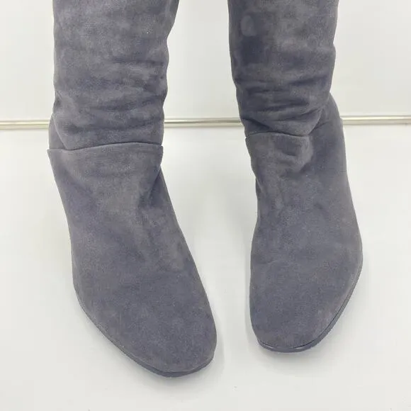 Stuart Weitzman Grey Suede Hardy 90 Over The Knee Thigh High Boots Size 8.5