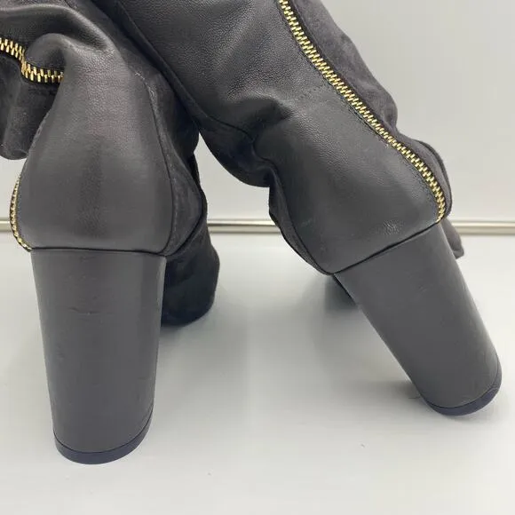 Stuart Weitzman Grey Suede Hardy 90 Over The Knee Thigh High Boots Size 8.5