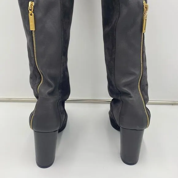Stuart Weitzman Grey Suede Hardy 90 Over The Knee Thigh High Boots Size 8.5