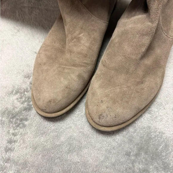 Stuart Weitzman Lowland Gray Taupe Over the Knee Suede Boots - Size 6.5