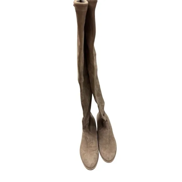 Stuart Weitzman Lowland Gray Taupe Over the Knee Suede Boots - Size 6.5