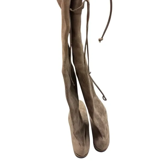 Stuart Weitzman Lowland Gray Taupe Over the Knee Suede Boots - Size 6.5
