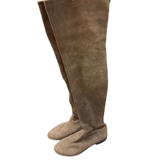 Stuart Weitzman Lowland Gray Taupe Over the Knee Suede Boots - Size 6.5