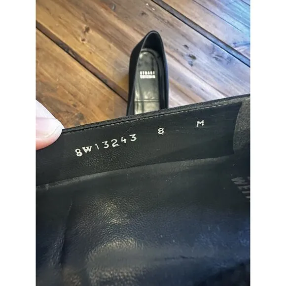 Stuart Weitzman Shoes Size 8 M Black Suede Square Toe Block Heels Pumps Classic