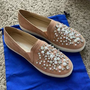 Stuart Weitzman Suede Crystal Embellishments Sneakers 9.5M