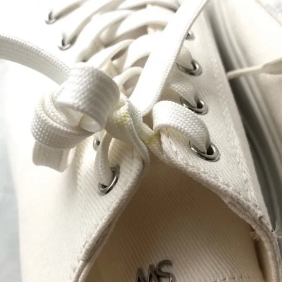 Stuart Weitzman White Canvas Classic Sneakers with Logo