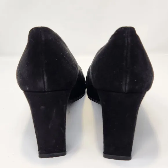Stuart Weitzman Womens Black Suede Pumps Heels Size 9 M Square Toe Heel Classic