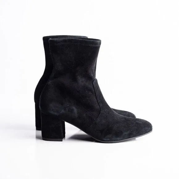 Stuart Weitzman Siggy 60 Black Suede Leather Stretch Sock Boots 36.5 US 6 New
