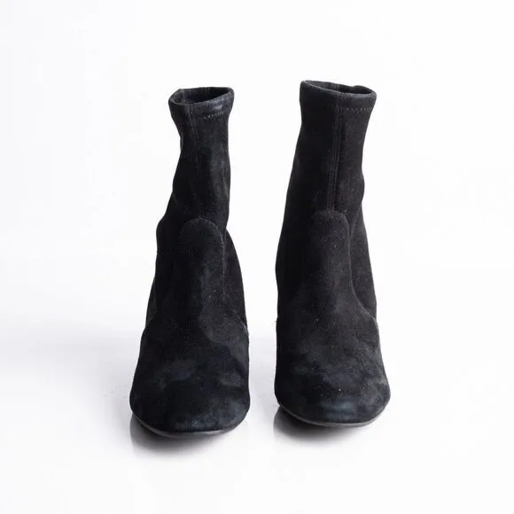 Stuart Weitzman Siggy 60 Black Suede Leather Stretch Sock Boots 36.5 US 6 New
