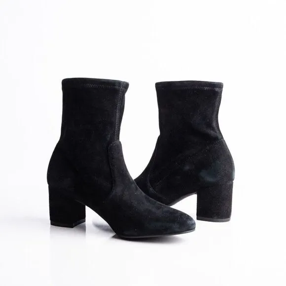 Stuart Weitzman Siggy 60 Black Suede Leather Stretch Sock Boots 36.5 US 6 New