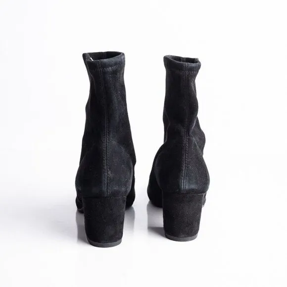 Stuart Weitzman Siggy 60 Black Suede Leather Stretch Sock Boots 36.5 US 6 New