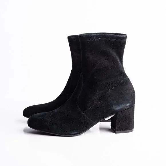 Stuart Weitzman Siggy 60 Black Suede Leather Stretch Sock Boots 36.5 US 6 New