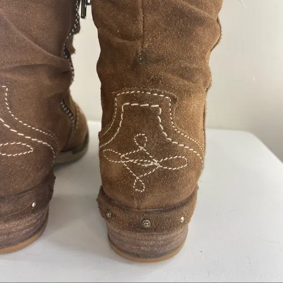 Sundance Etta Tan Suede Slouchy Western Festival Ankle Booties Boots 36