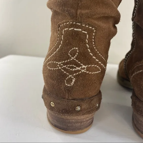 Sundance Etta Tan Suede Slouchy Western Festival Ankle Booties Boots 36