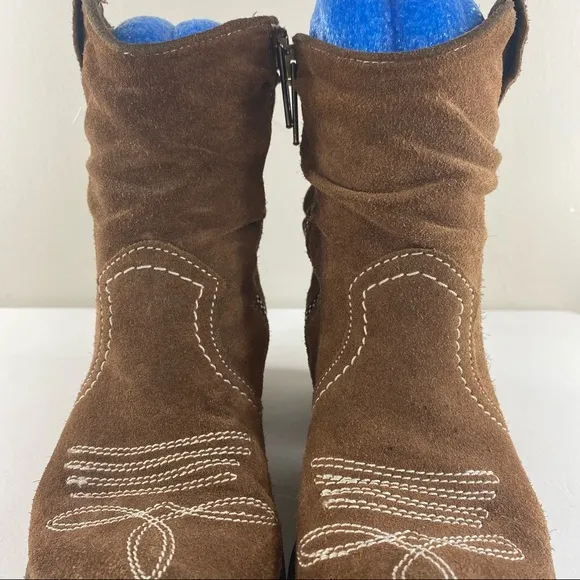 Sundance Etta Tan Suede Slouchy Western Festival Ankle Booties Boots 36