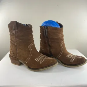 Sundance Etta Tan Suede Slouchy Western Festival Ankle Booties Boots 36