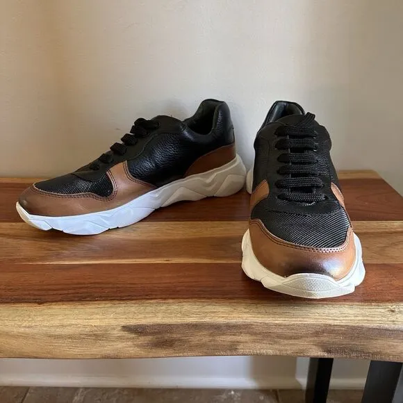 SVL Brazilian Leather Sneakers Black Brown Comfort Shoes Men’s 8.5 Trainers EUC