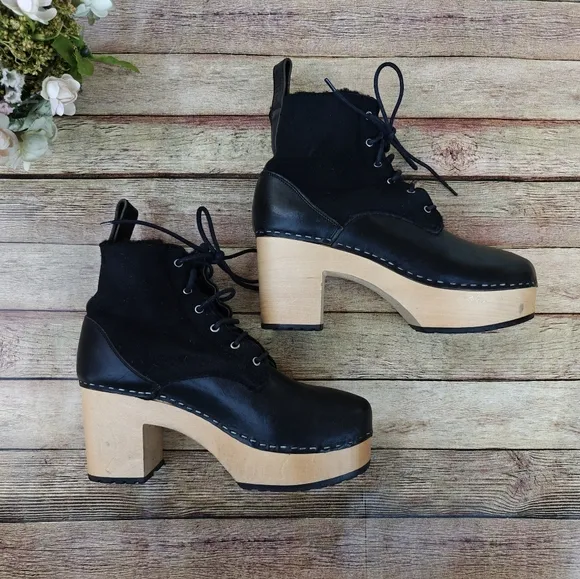 Swedish Hasbeens Hippie Lace Up Boots Size 38 / US 8