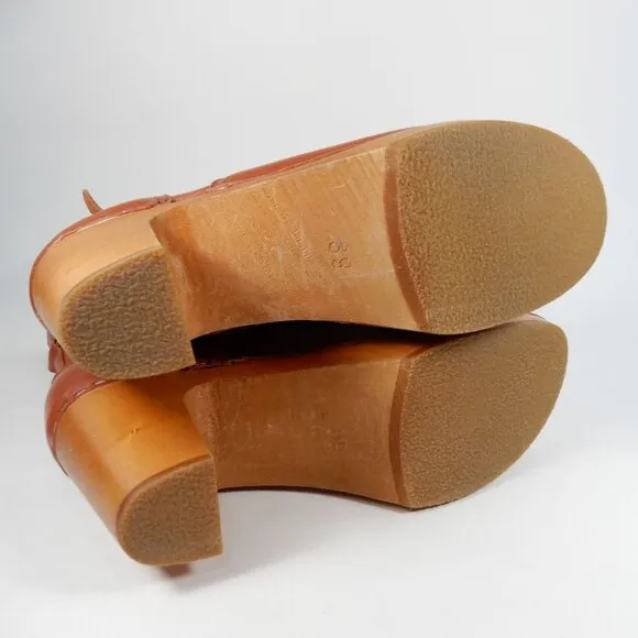 Swedish Hasbeens Jodhpur Clog Ankle Boots 39 8.5 9 Cognac Brown Leather NEW $420