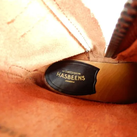 Swedish Hasbeens Jodhpur Clog Ankle Boots 39 8.5 9 Cognac Brown Leather NEW $420