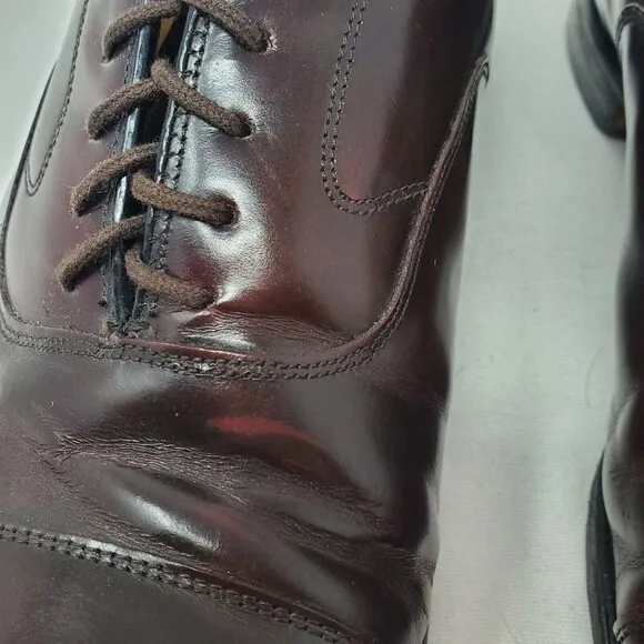 Sz 10.5 D JOHNSTON &amp; MURPHY OPTIMA Men's Shoes Balmoral Oxford Brown Leather