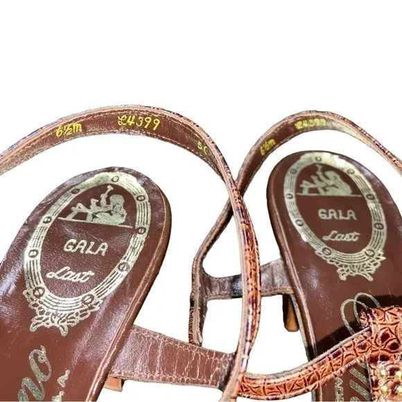 Sz 6.5 True Vintage 1960's AMANO Croc Embossed Gorgeous Embellished Heels