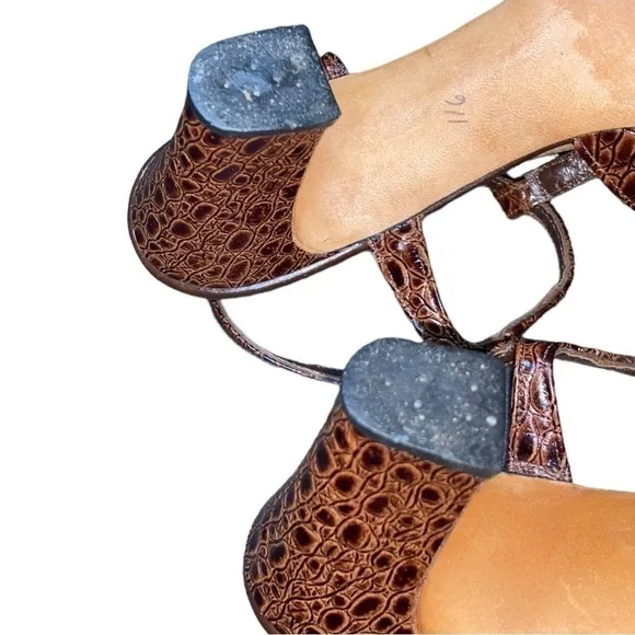 Sz 6.5 True Vintage 1960's AMANO Croc Embossed Gorgeous Embellished Heels
