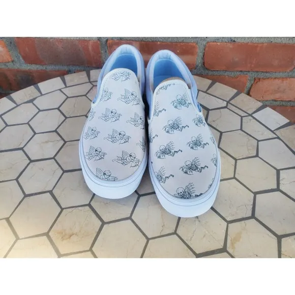 Sz 9.5 Vans Men Classic Slip On Love You To Death Skelaton Shoes Rare Halloween