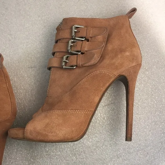 Tabitha Simmons Eva Suede Peep-Toe Ankle Boots – Tan, EU 38