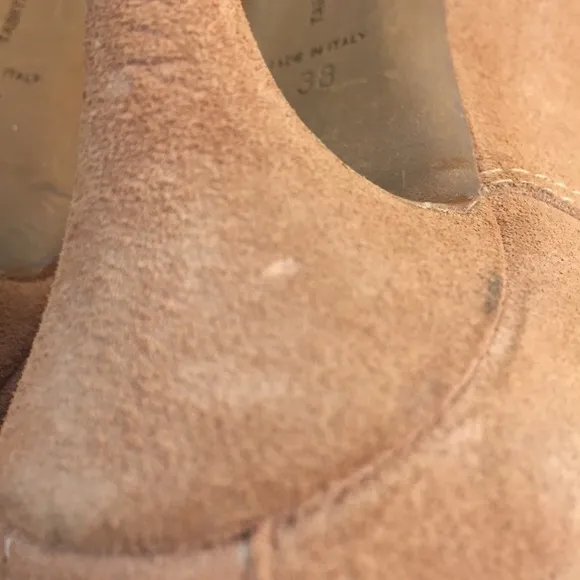 Tabitha Simmons Eva Suede Peep-Toe Ankle Boots – Tan, EU 38