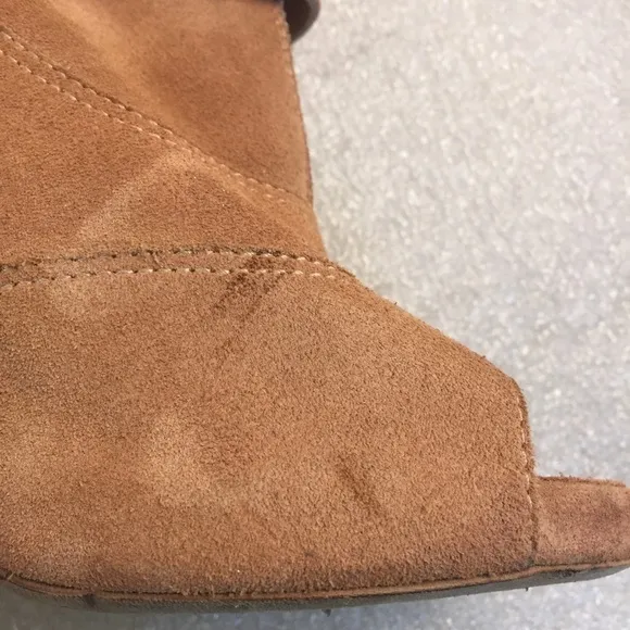 Tabitha Simmons Eva Suede Peep-Toe Ankle Boots – Tan, EU 38