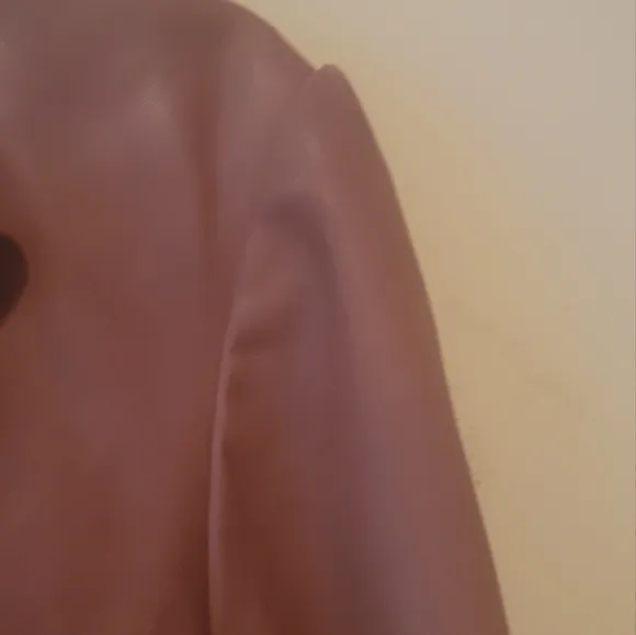 Tahari Brown Mauve Genuine Leather Puffy Sleeve Blazer Jacket Coat