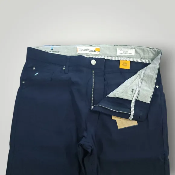 Tailor Vintage Pants 36x30 Mens Canaan Slim Fit Performance Casual Stretch Navy