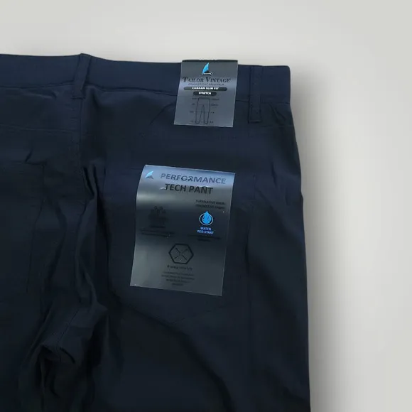 Tailor Vintage Pants 36x30 Mens Canaan Slim Fit Performance Casual Stretch Navy