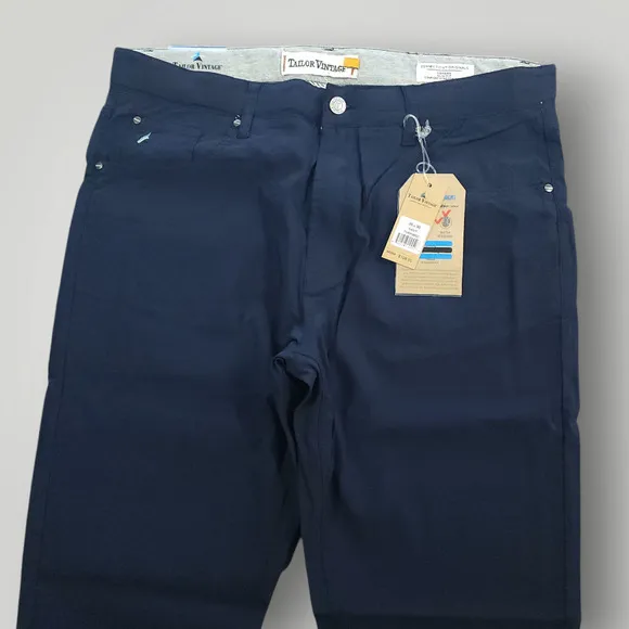 Tailor Vintage Pants 36x30 Mens Canaan Slim Fit Performance Casual Stretch Navy