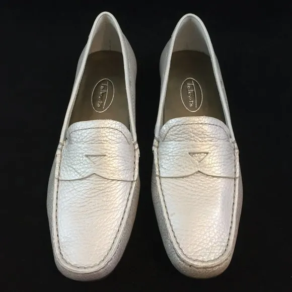 Talbots Brazilian Leather Penny Loafer in Silver- NEW