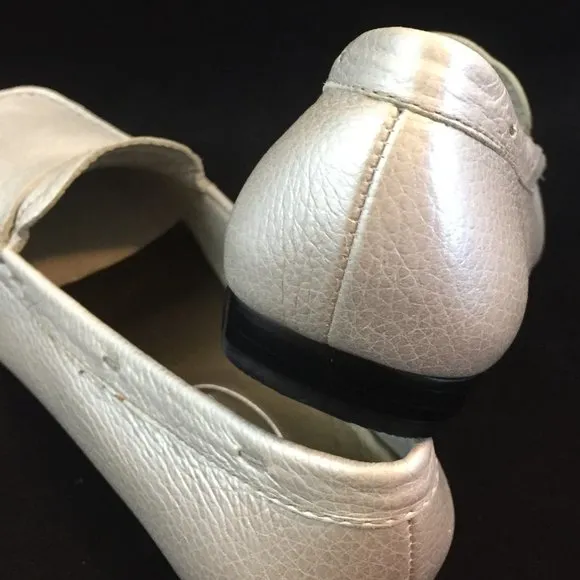 Talbots Brazilian Leather Penny Loafer in Silver- NEW